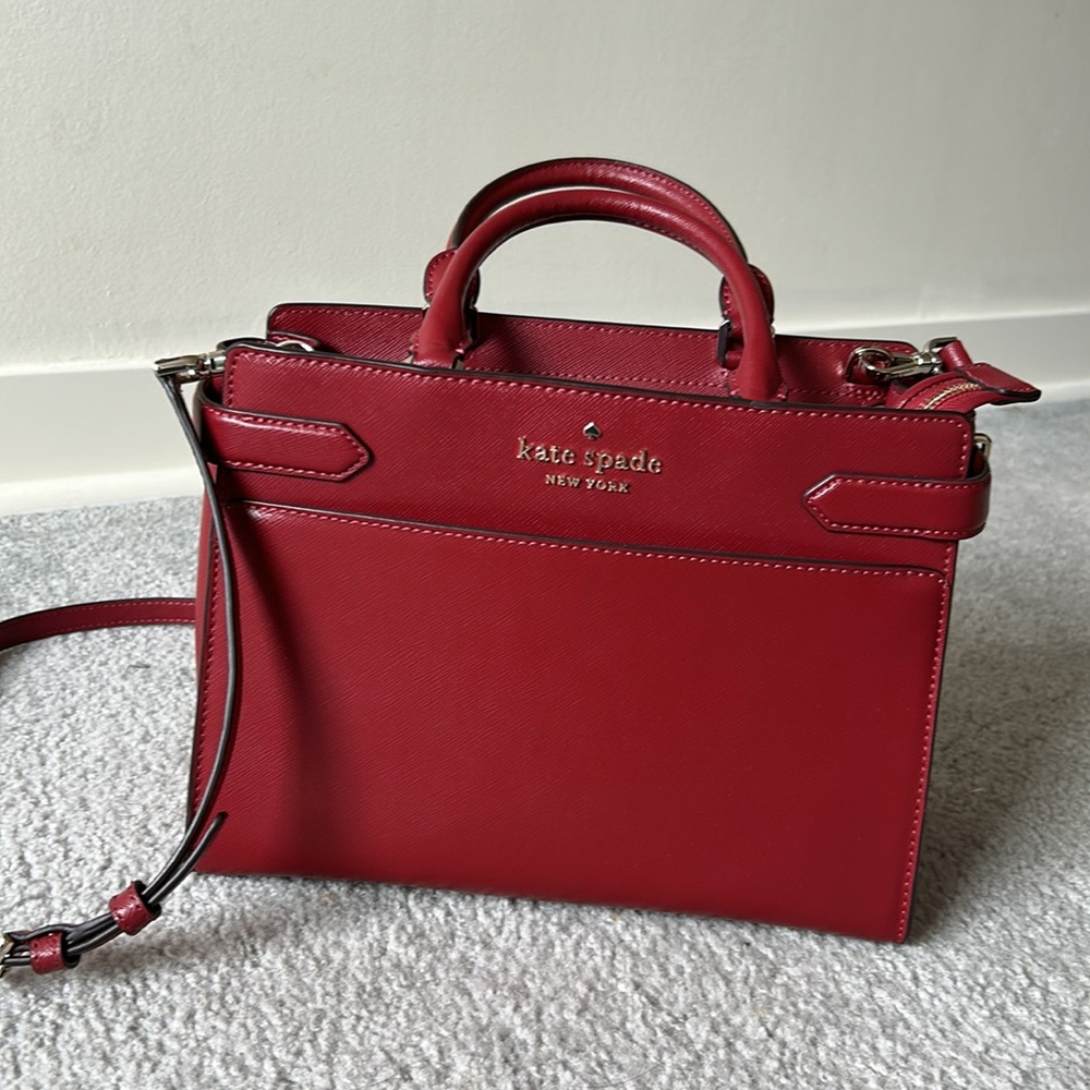 Kate Spade Red Satchel Bag with Structured Design